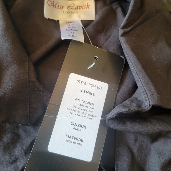 Miss Lavish London black button up dress - Picture 2 of 3